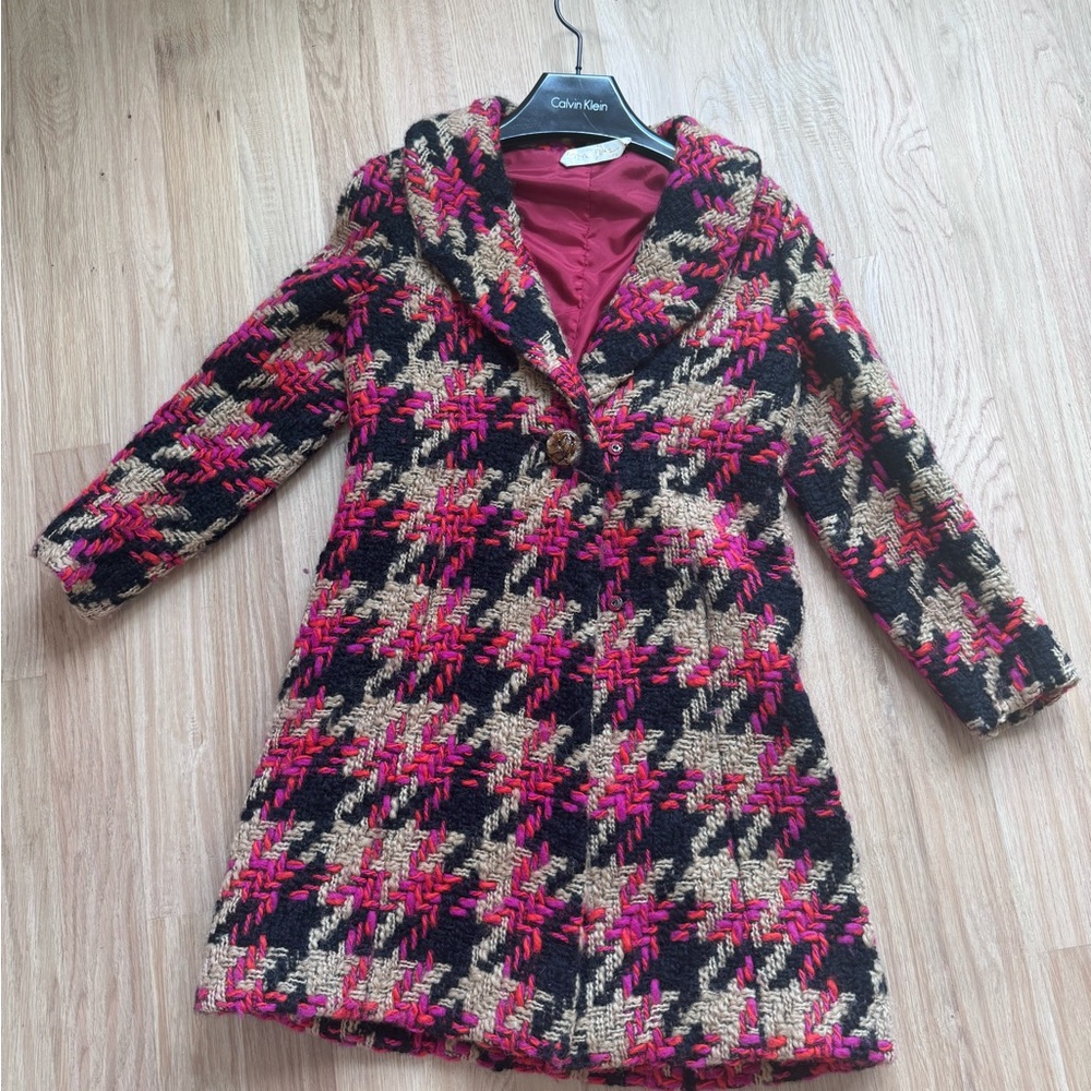Vintage Pink and Brown Houndstooth Jacket